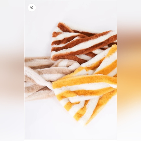 Yellow Striped Fuzzy Twisted Infinity Scarf - Picture 2 of 4